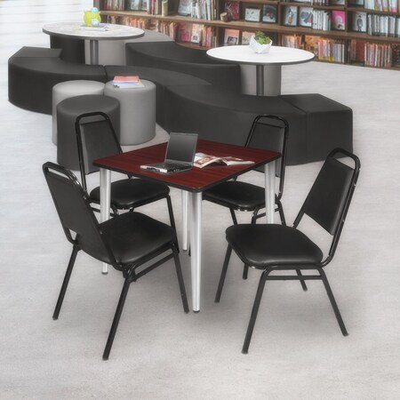 Regency Kahlo Square Table & Chair Sets, 36 W, 36 L, 29 H, Wood, Metal, Vinyl Top, Mahogany TPL3636MHCM29BK